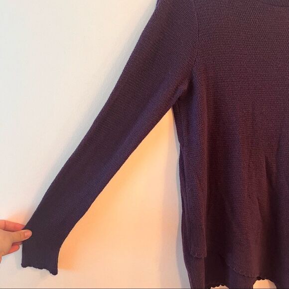 Elle Purple Asymmetrical Scallop Hem Knit Tunic Sweater - Picture 4 of 9